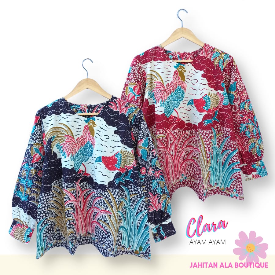 Jual Clara Ayam Blouse Batik Wanita Cap Handprint Adem Shopee Indonesia