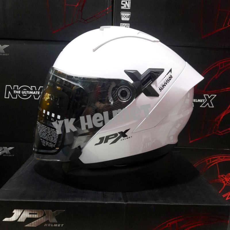 Jual Helm JPX Nova Solid Pearl White helm jpx Nova putih Helm half face double kaca Shopee