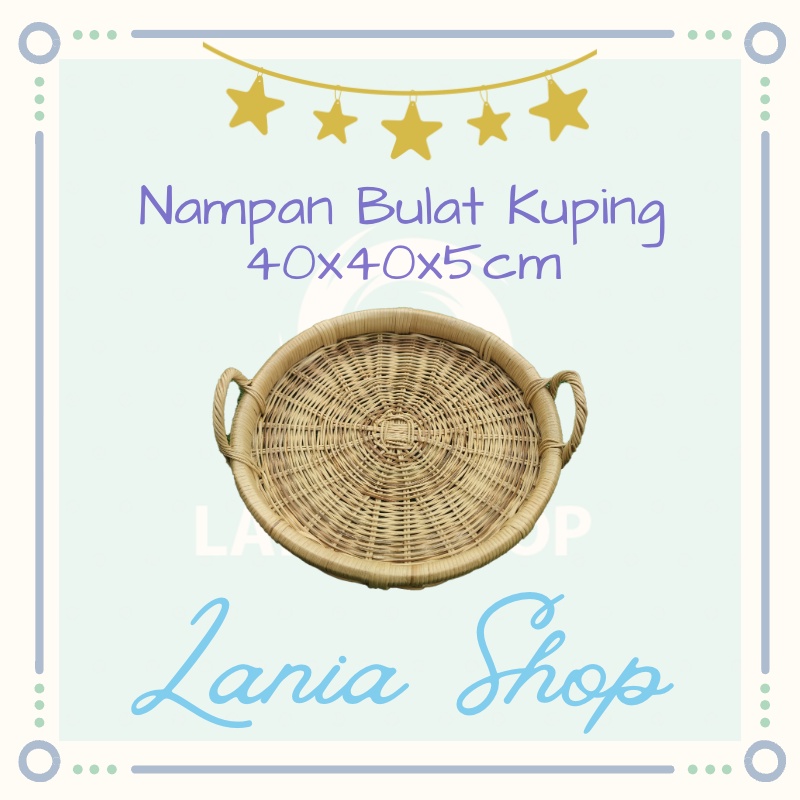 Kerajinan Tangan Rotan - Nampan Bulat Kuping 40x40x5cm