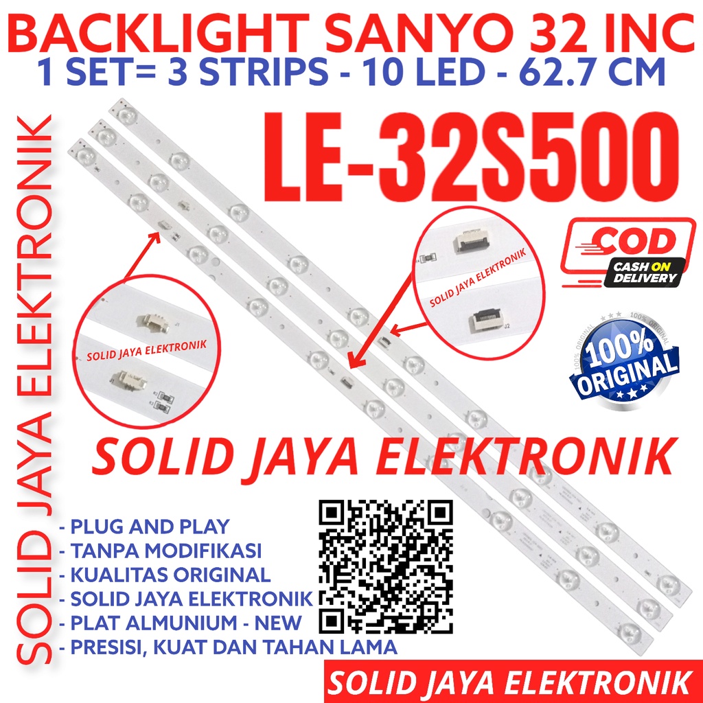 BACKLIGHT TV LED SANYO 32 INC LE 32S500 LE32S500 LE-32S500 LAMPU BL 10K 32S 32INCH 32IN 32INC 10KANCING 10 KANCING LED LE32S 500 LAMPU BL