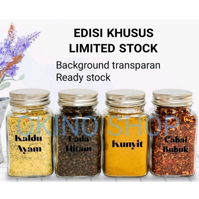 

OKINOSHOP Stikel Label Bumbu EDISI KHUSUS Transparan Waterproof