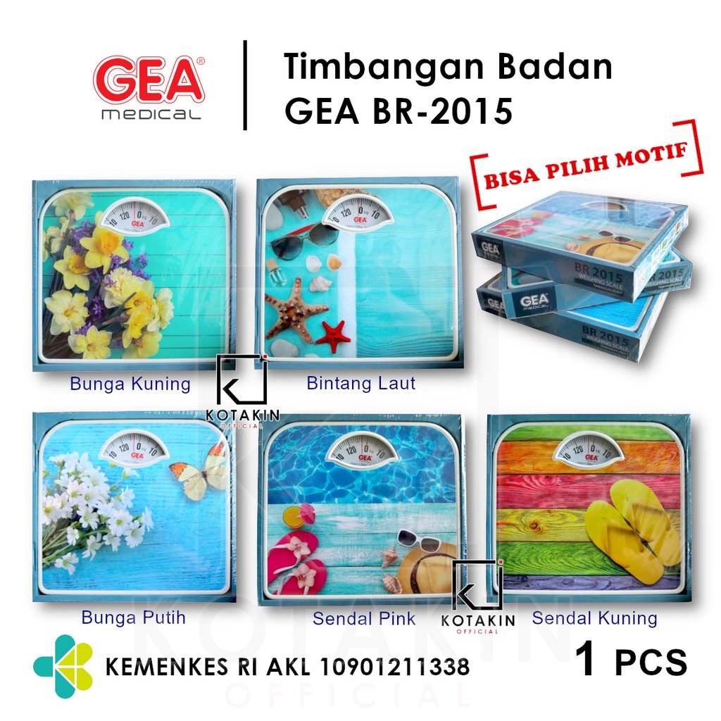 PILIH MOTIF - Timbangan Badan Manual (Analog) GEA BR-2015 - FREE PLASTIK BUBLE