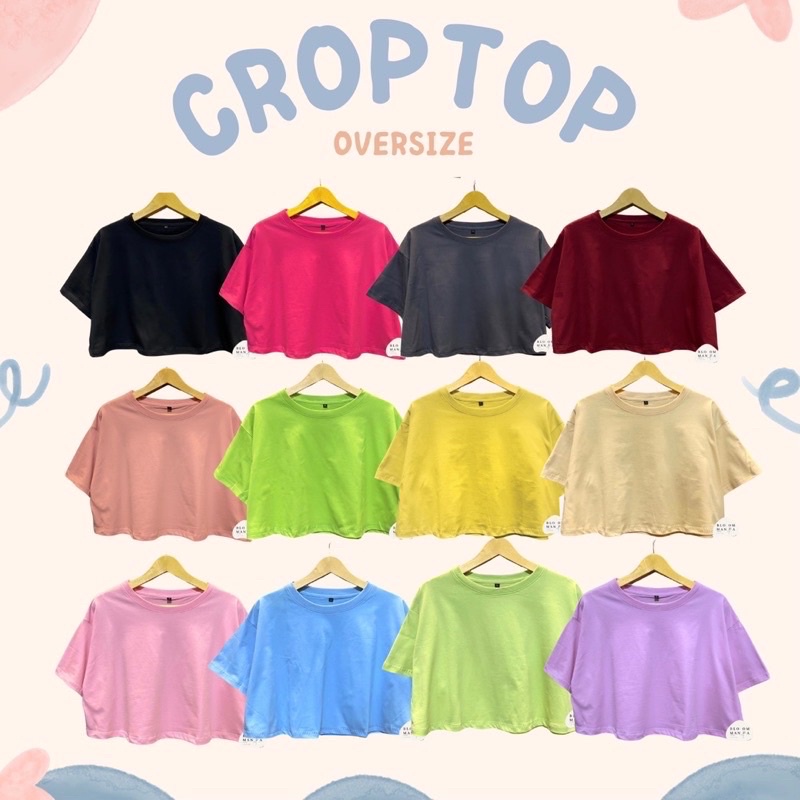 CROP TEE KAOS POLOS CROP TOP OVER SIZE KAOS BASIC CEWEK CROP TERMURAH STYLE KOREA