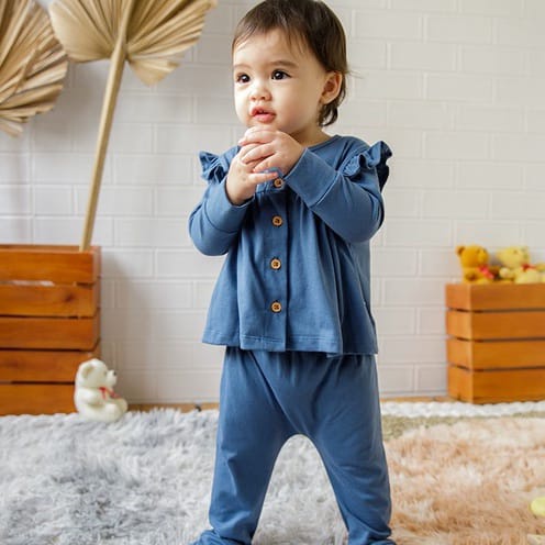 KOTTONVILLE SETELAN BAJU TIDUR PIYAMA ANAK BAYI ESSENTIALS SURI FOLDABLE PAJAMAS SET 0-2 TAHUN PART 2