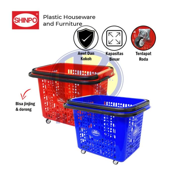 SHINPO Keranjang Belanja RODA 4 / Shopping Troli Tarik PELICAN SIP 342