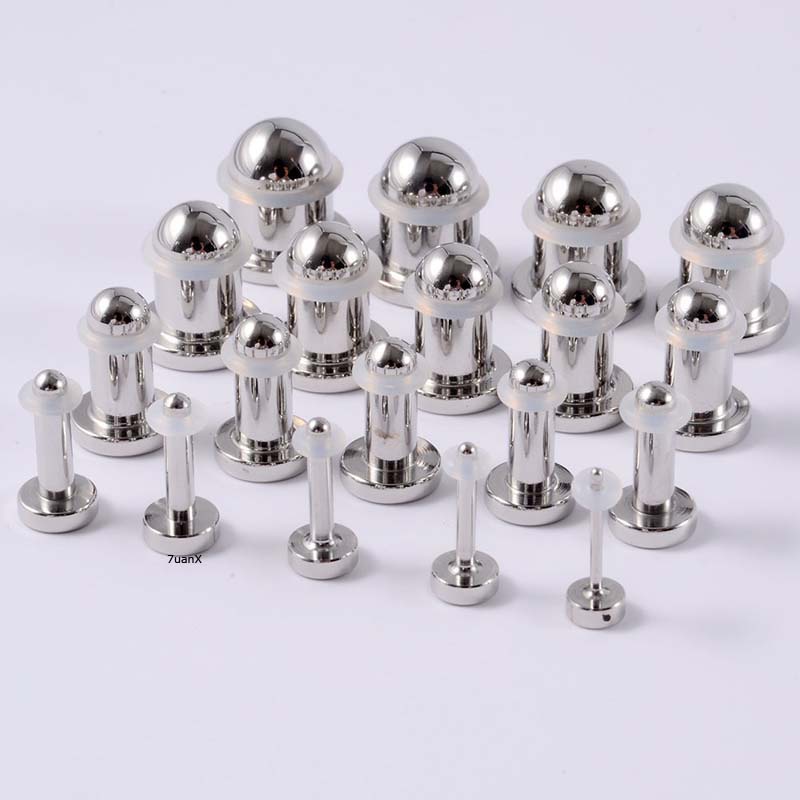 1 Pc Anting Tusuk Model Kepala Flat Bahan Stainless Steel Gaya Punk Ukuran 1-10mm