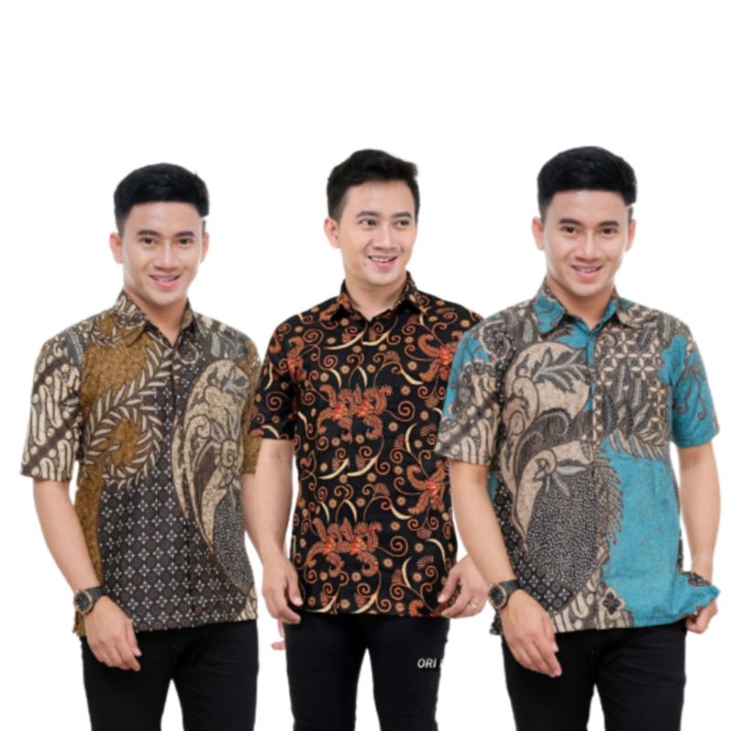 Kemeja Batik Pria Lengan Pendek Motif Kate Salju