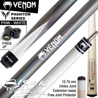 Venom Phantom White Cue PHW - Uniloc Extension Ready Bumper Stick Billiard Pool Maple