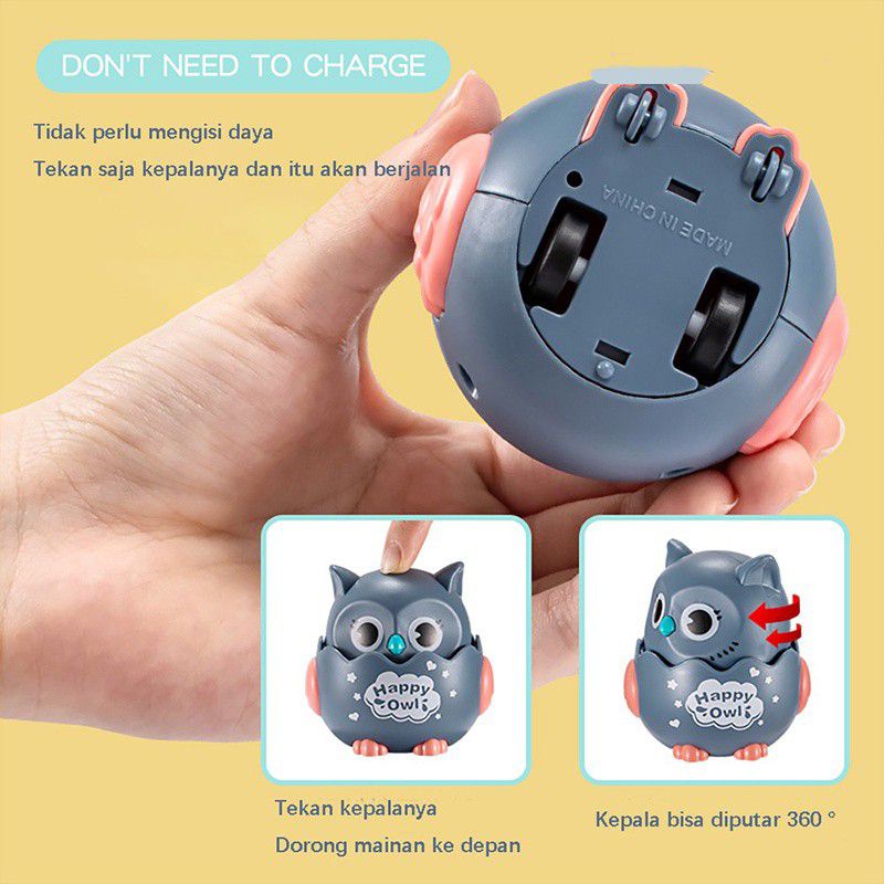 Mainan Edukasi Anak Robot Burung Hantu Ditekan Bisa Jalan