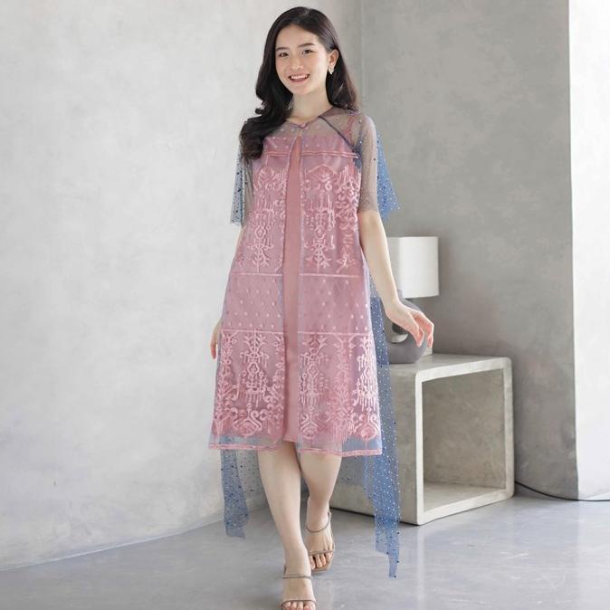 NDL215- MISS NOMI - JOANNA DRESS PESTA PREMIUM NATAL BROKAT PARTY KORE CDVS4654S