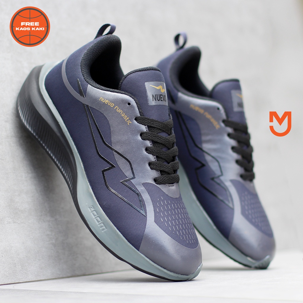 SEPATU RUNNING PRIA NUEVO RUNASTIC GO BE TRUE/OLYMPIC/TRIPLE BLACK/PURE PLATINUM PREMIUM