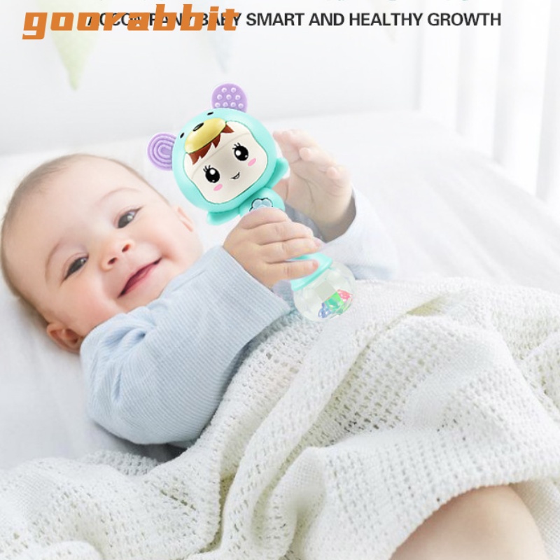 Goor Mainan rattle teether Bentuk Kelinci Dengan Musik Untuk Bayi