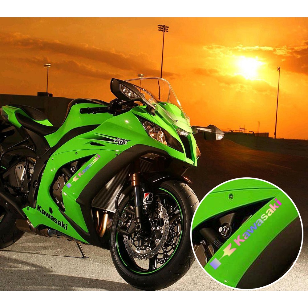 Stiker Dekoratif Bodi Sepeda Motor Reflektif Kawasaki Stiker Helm Motocross Tahan Air untuk Kawasaki KLX230 ZX-10R Z1000 H2 H2R