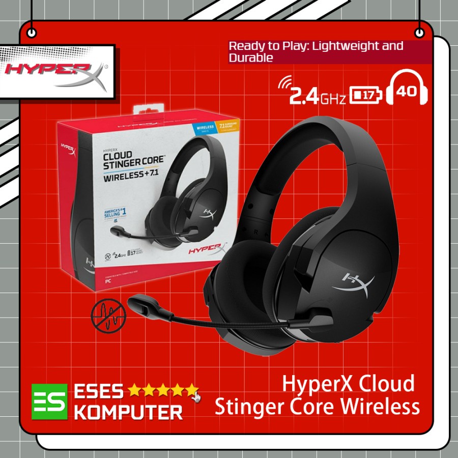 Headset HyperX Stinger Core Wireless 7.1 Surround Sound - Gaming - PC