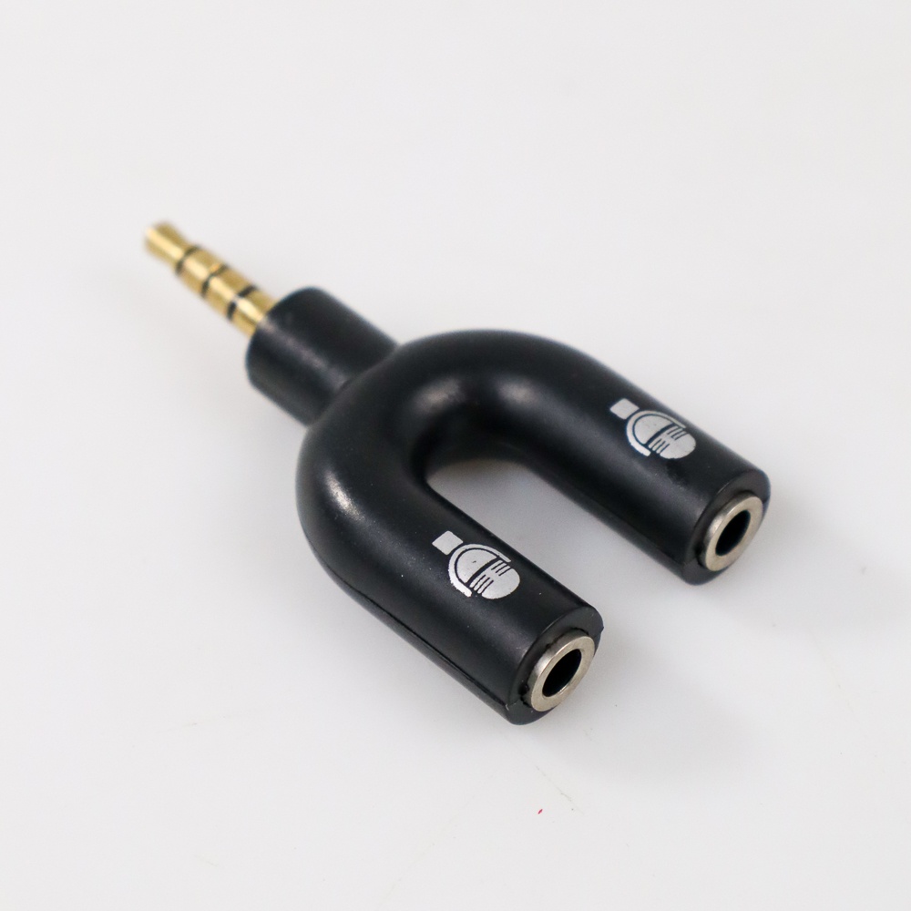 U Shape Splitter Audio + Mic Jack 3.5mm Headphone Mic Ke Smartphone