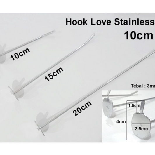 HOOK CANTOLAN LOVE STAINLESS 10cm isi 10pcs