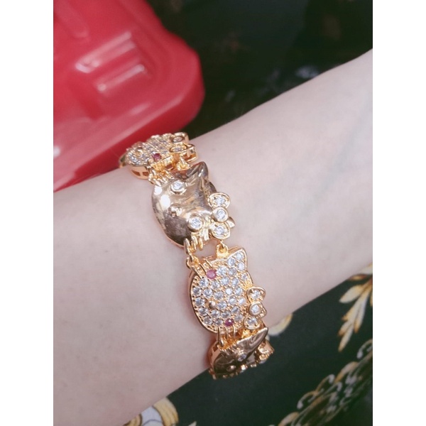 Gelang tangan wanita // gelang hellokity // gelang lapis emas //gelang permata