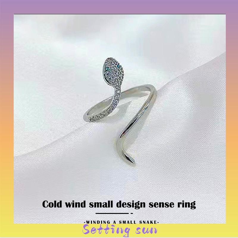 Cincin Kristal Ular Adjustbale Desain Zircon Cincin Untuk Wanita TN