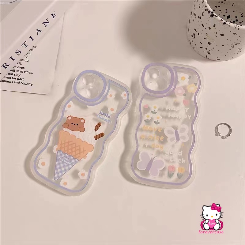 Soft Case Motif Kartun Butterfly Bear Untuk VIVO Y20 Y15s Y12 Y12i Y22S Y93 Y16 Y35 Y15 Y22 Y21 Y12s Y21s Y11 Y21T Y33T Y21 V20 Y30 Y50 Y75 Y33s