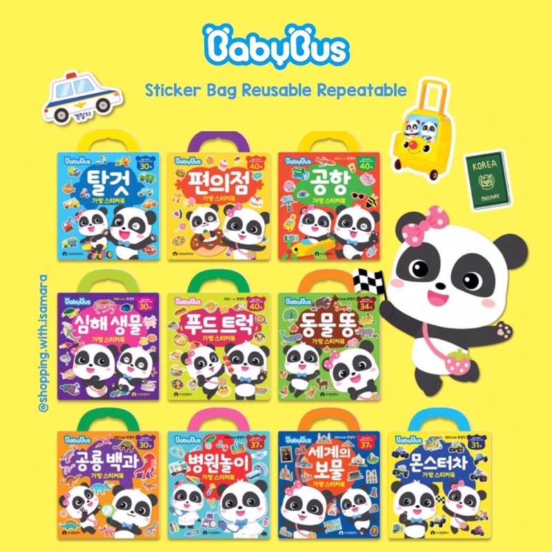 23bagusmenshop - Babybus Sticker Bag Reusable Buku Stiker Edukasi Anak Bisa Dipakai Ulang