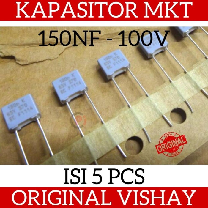 Isi 5 Pcs ORIGINAL VISHAY 150nF 100V 154 MKT MKM Kapasitor Capacitor