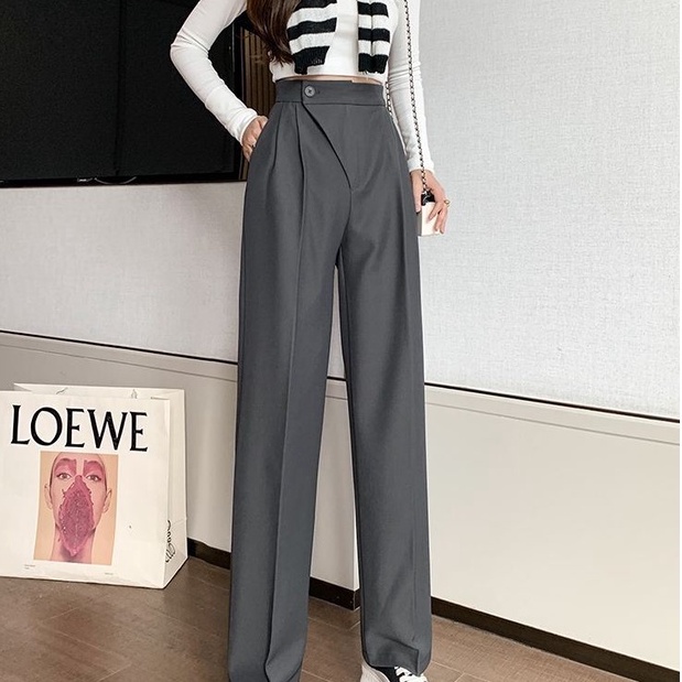 Celana Wanita Korean Highwaist Lurus Casual Polos Nyaman Pants