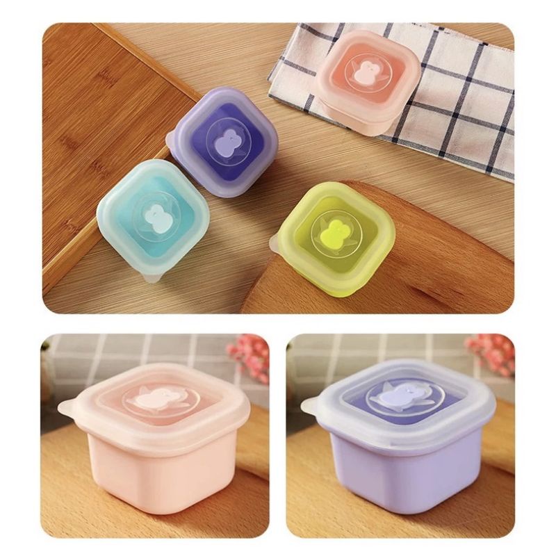 Leleoncare Penyimpanan Mpasi Bayi Silicone 100ml - Leon Care Wadah Mpasi Bayi Silikon - Leleon Care Baby Food Containers BPA FREE Murah / Multi Food Container / Tempat Penyimpan Makanan Bayi MPASI