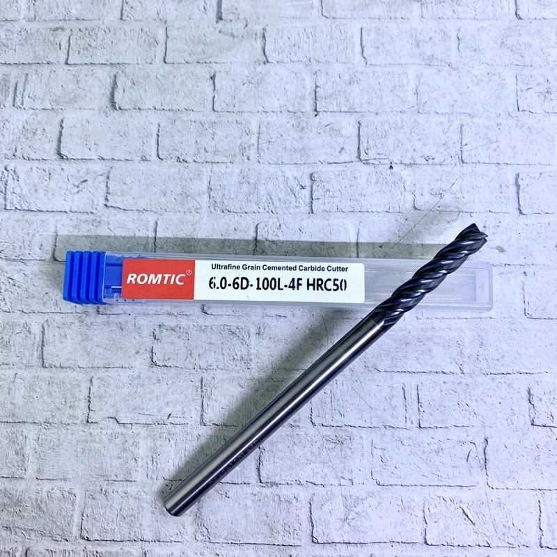 Endmill 6 x 100 mm long carbide HRC50 merk Romtic baru…Endmill 6x100 mm