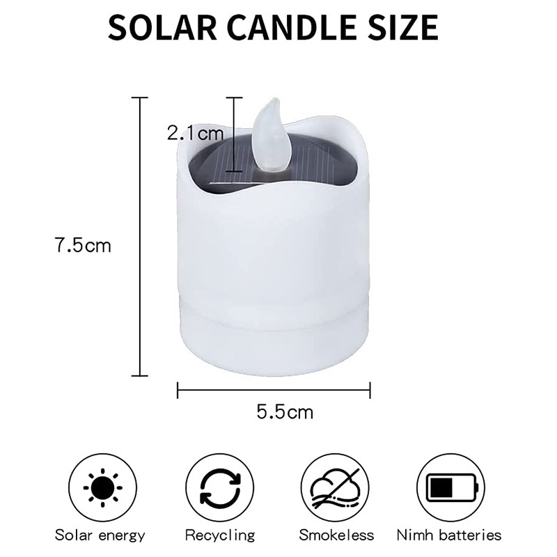 1pc Lampu Lentera Lilin Tenaga Surya Anti Air Hemat Energi Untuk Taman / Camping / Outdoor