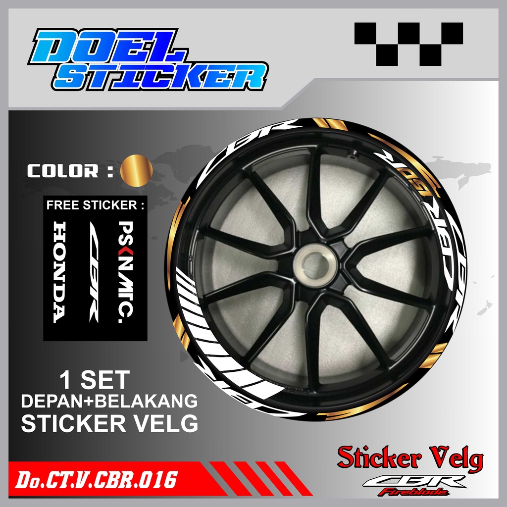 Stiker Cutting Velg CBR 150 Racing Lis List Variasi Custom Set Depan Belakang Doel 016