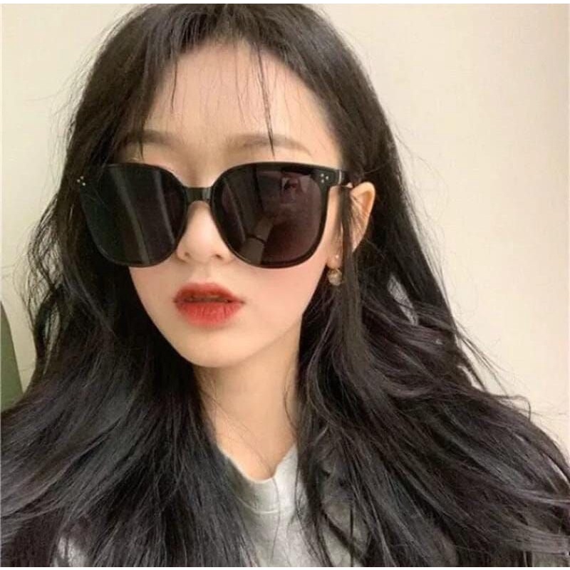kacamata round hitam bintik tiga putih gradasi black sunglasses// kacamata besar frame lebar korea