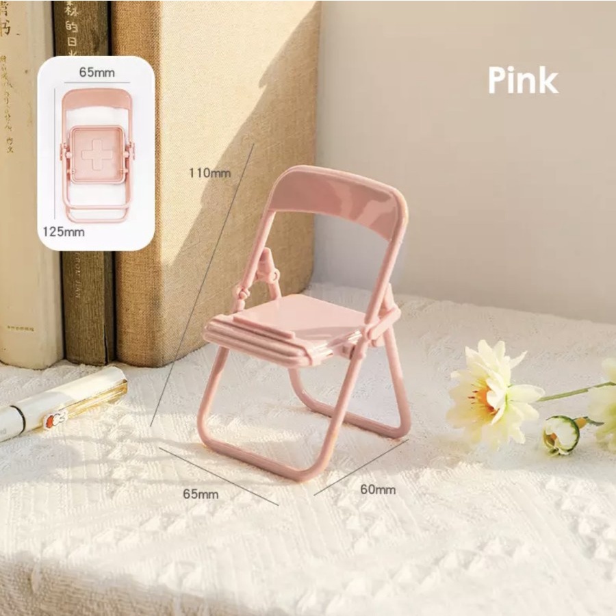 Stand Holder HP Kursi Lipat MACARON - Phone Holder Handphone Mini Folding Chair Macaroon