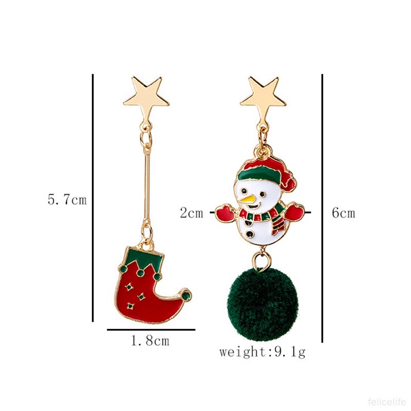 Anting Tusuk Gantung Bahan Metal Desain Tema Natal Untuk Wanita