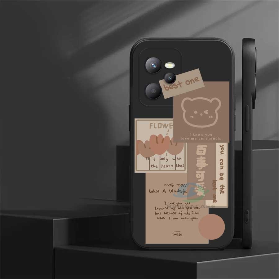 Casing Untuk Realme 10 C35 C21Y C25Y C21 RealmeC11 C25 C17 C15 C12 C3 C2 Realme 8i 7i 5 5i 6i 6 Pro 7 Pro Cute Bear Note Silicone Phone Case Binteacase