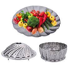 Kukusan Stainless Steel Saringan Kukusan Makan Sayur Kue Kukusan Lipat Kukusan Flexible Saringan Mul