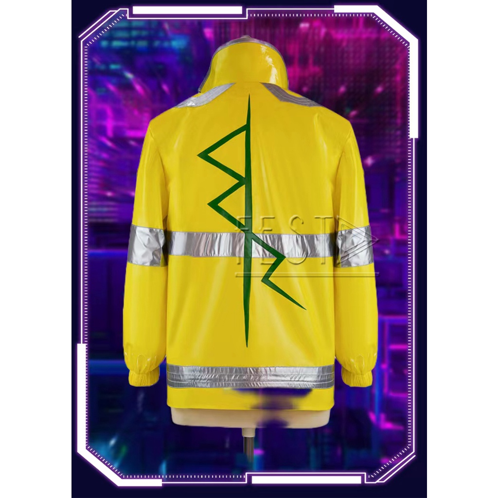 Kostum Cosplay Anime CYBERPUNK Edgerunners David Martinez Lencana Lengan Baju Kulit David Jaket EMT Ritsleting Mantel Kalung Seragam