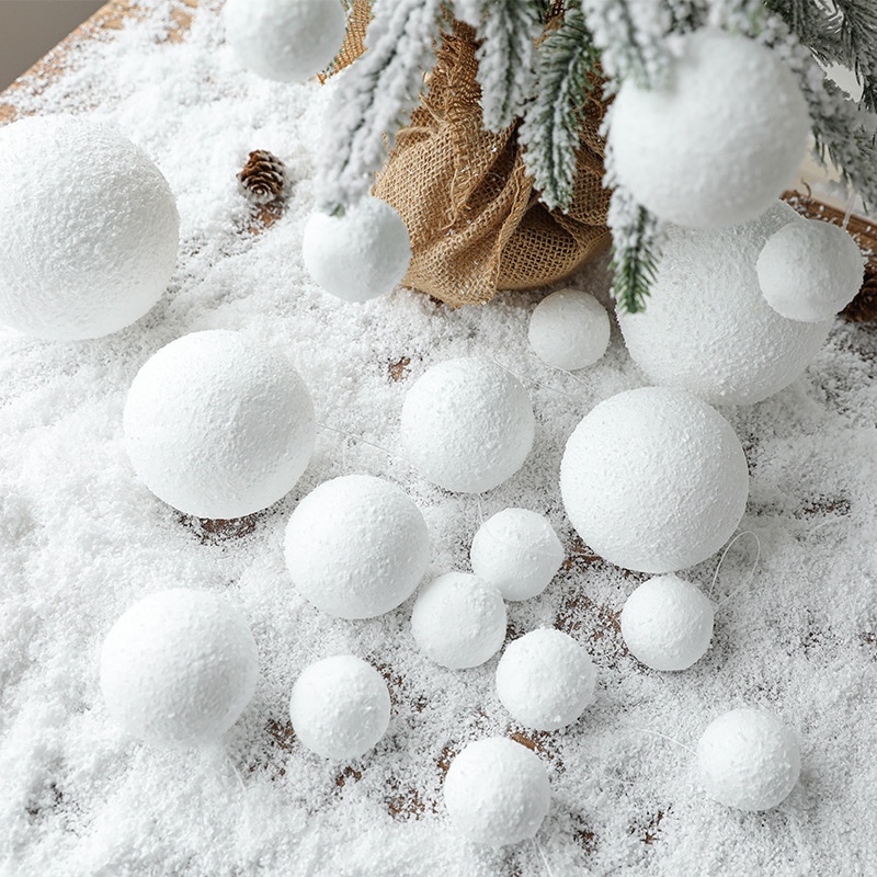 6 Pcs Ornamen Bola Busa Gantung Bentuk Snowflake Putih Ukuran 4 / 6 / 8cm Untuk Dekorasi Pohon Natal