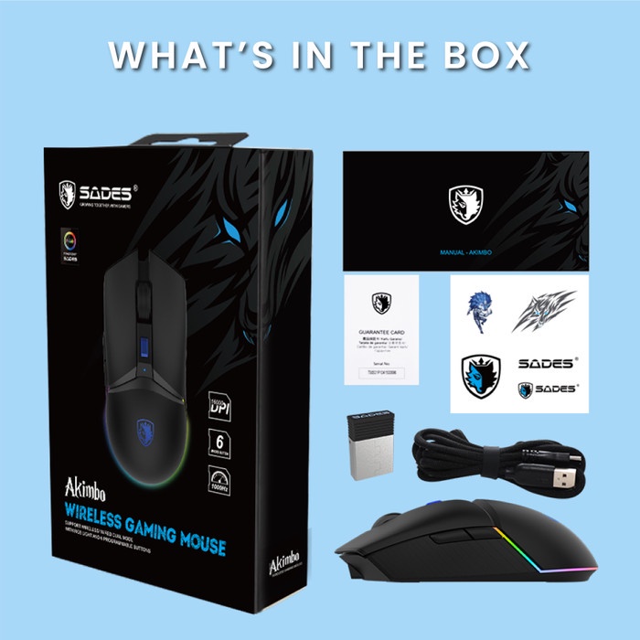 Mouse Gaming RGB Sades Akimbo Dual Mode Lightweight