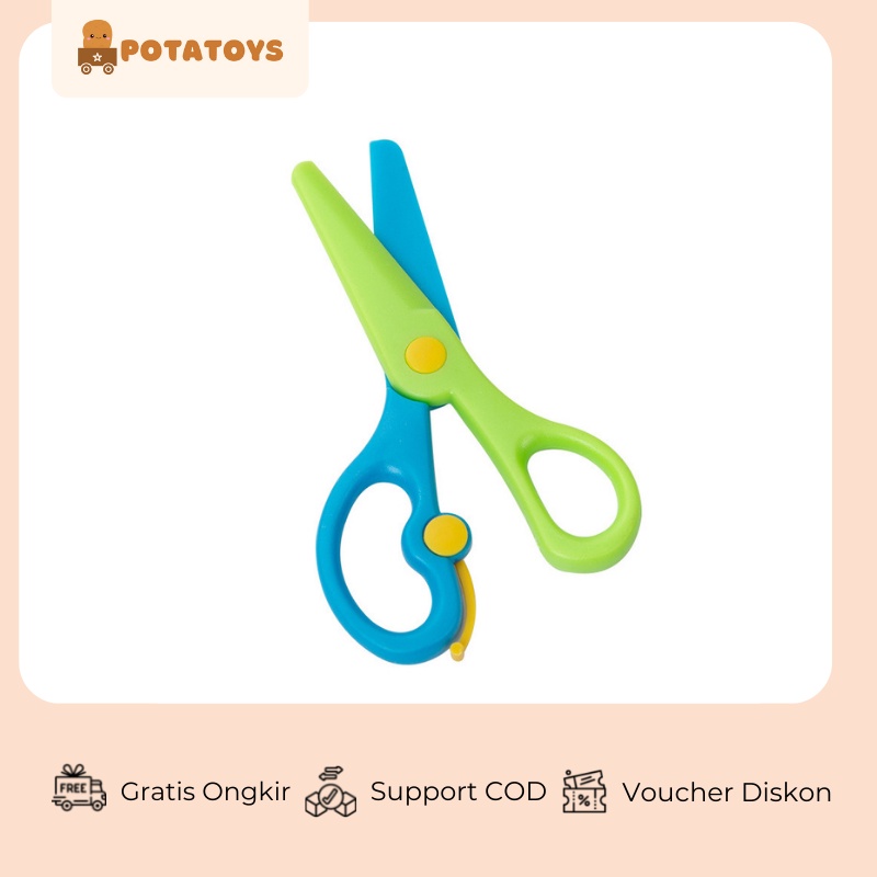 [ Potatoys ] Rounded Scissors / Gunting Anak Plastik/ Safety Scissors/ Ujung Rounded / Gunting Aman Untuk Anak