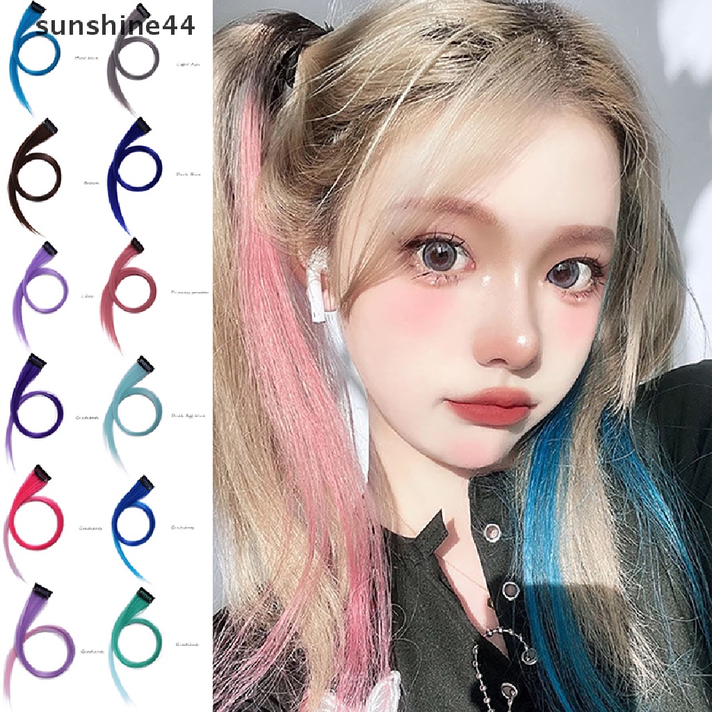 Sunshine Wig / Rambut Palsu Wanita Model Panjang Lurus + Poni Warna Gradasi