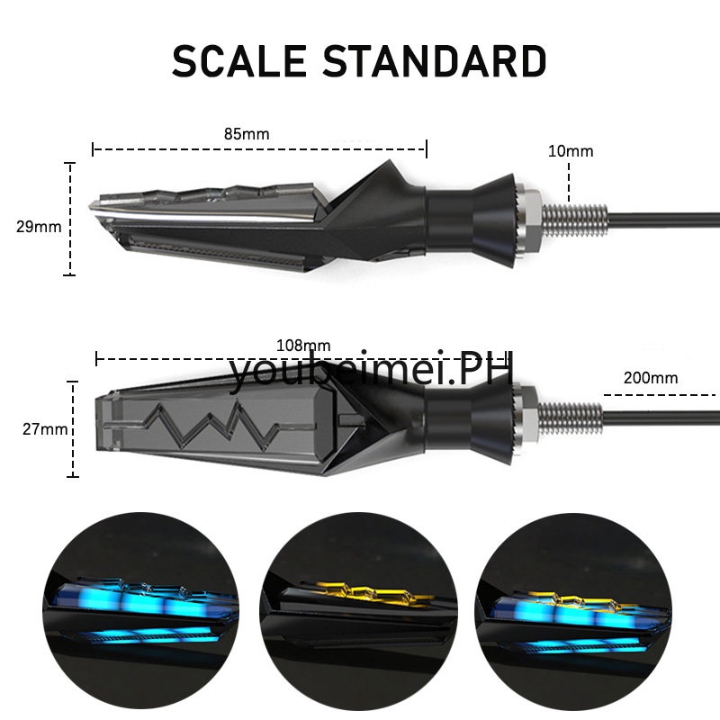 2pcs Lampu Sein LED Dua Sisi Warna Amber Untuk Motor