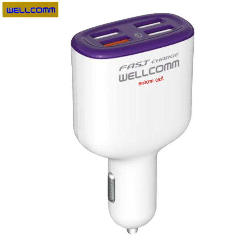 Charger Mobil 4port Usb WELLCOMM Fast Charge Original Garansi Resmi