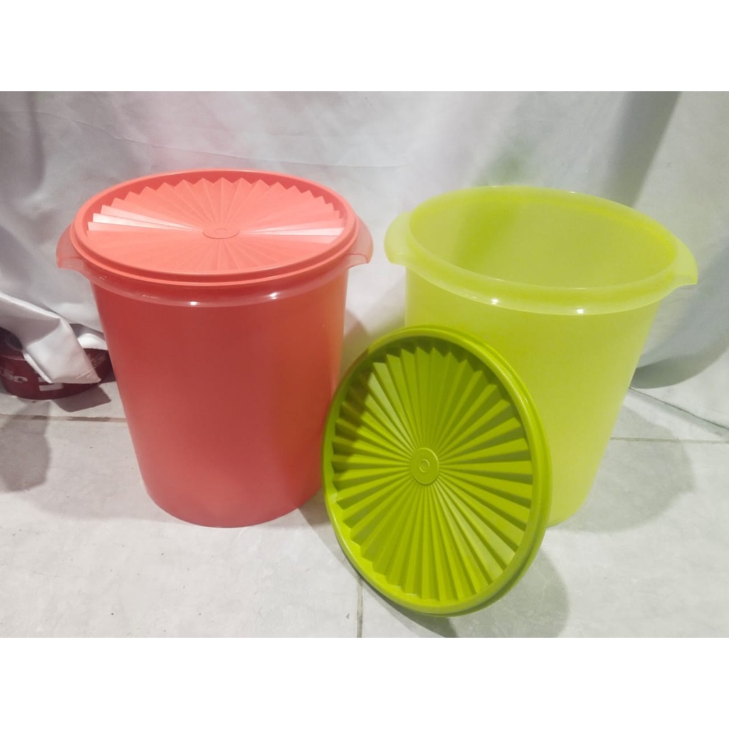 MAXI CANISTER 5L TUPPERWARE ORIGINAL HIJAU/PEACH