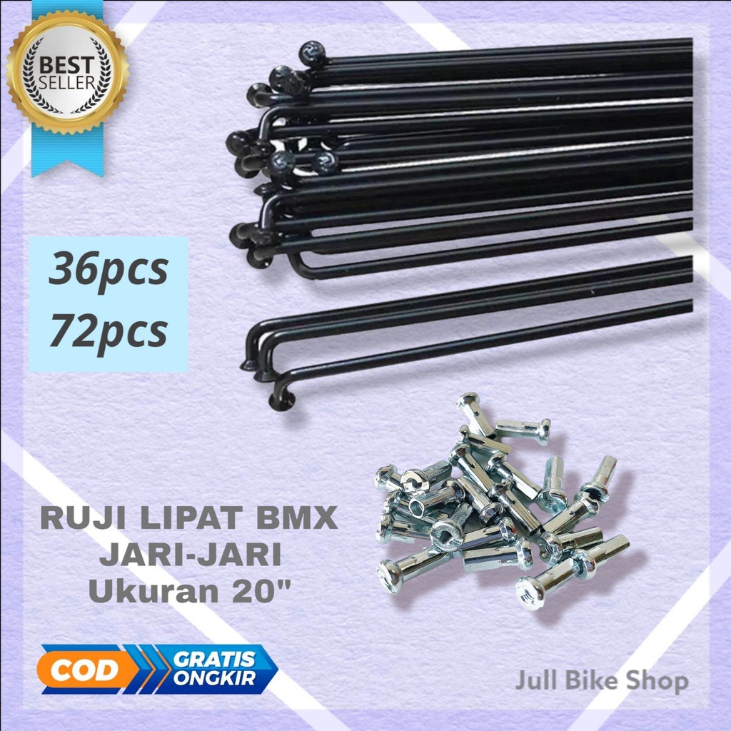 jari jari sepeda 20 inch hitam murni velg lipat minion bmx set ban ruji anak spoke 20&quot; inc 36pcs 72pcs