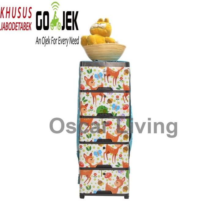 

Miami Lemari Pakaian Plastik 5 Susun / 5 Laci Motif Kancil stock ready