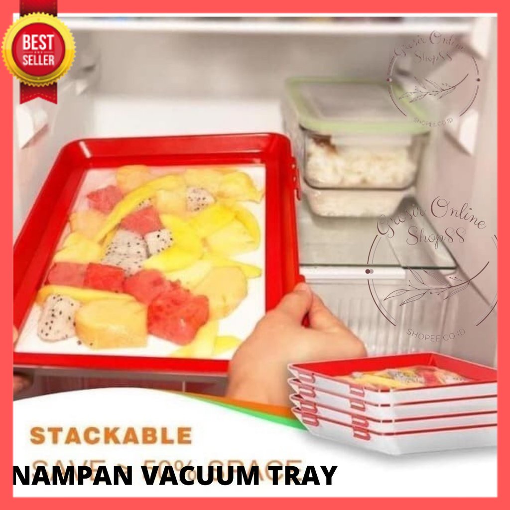 GOS A309 - Vacuum Tray Silicone Food Container /  Nampan Silikon  Kotak Wadah /  Tempat Penutup Penyimpan Makanan Elastis