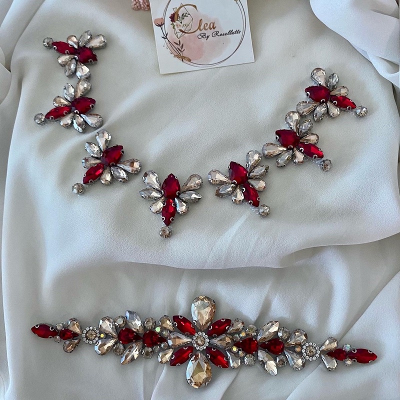 Payet rangkai Set Complete N8 (set leher dan pinggang) in red and gold