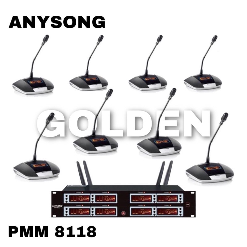 Mic Wireless Podium Anysong PMM 8118 Podium 8 Mic Conference
