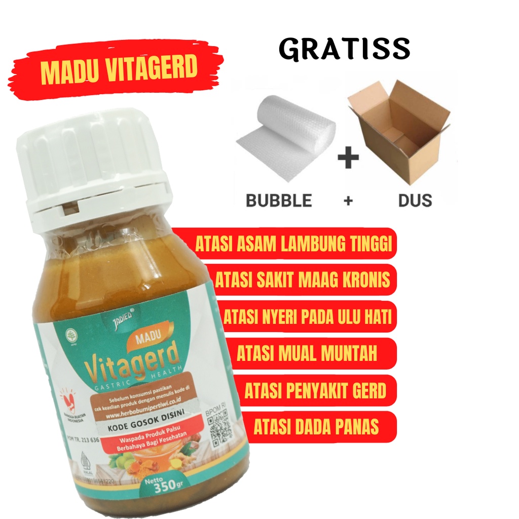 VITAGERD - Madu Herbal Obat GERD Dan Asam Lambung Original Asli Ori Dengan Gejala Susah Tidur Sakit 