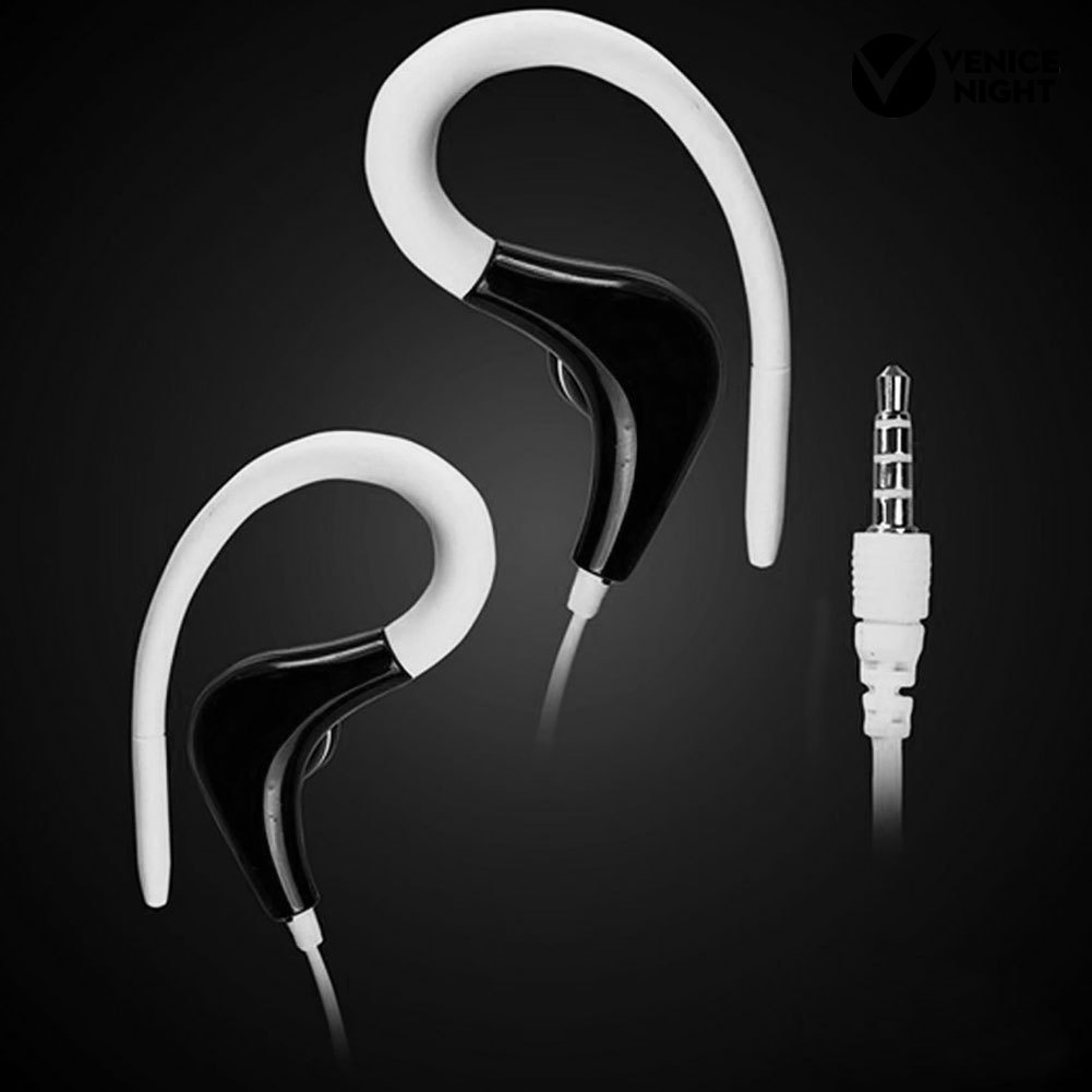 (VNEP) (Berkabel) 3.5mm Sport Gym Running Earphone Menggantung Telinga Headset Musik Stereo untuk Ponsel